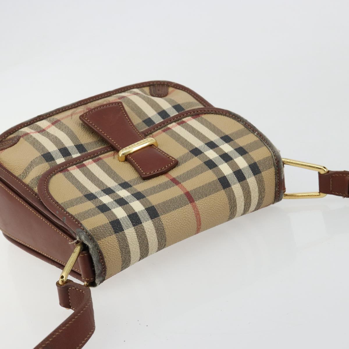 Burberrys Nova Check Shoulder Bag PVC Beige Gold Auth 181545