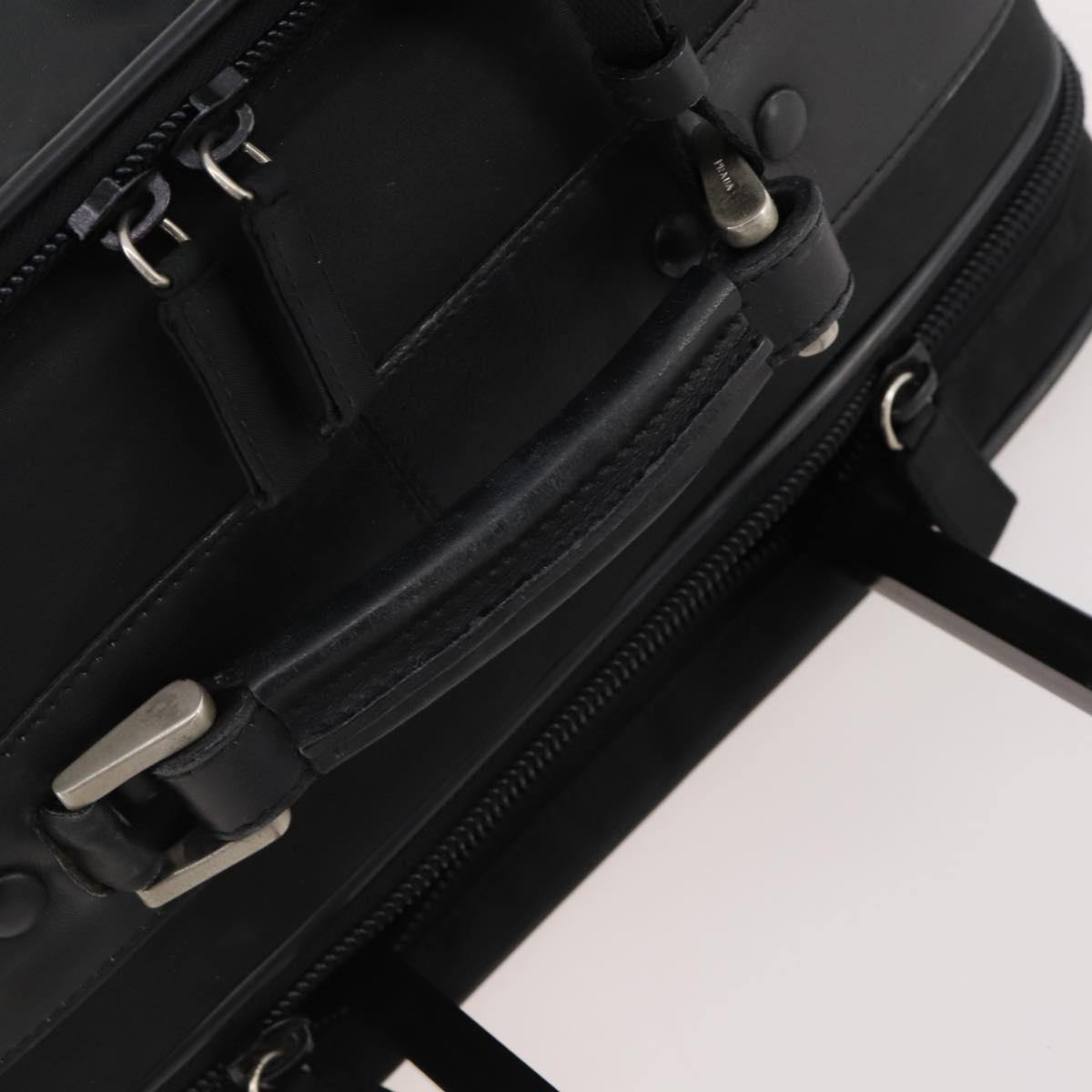 PRADA Suitcase Nylon Black Silver Auth 181553A