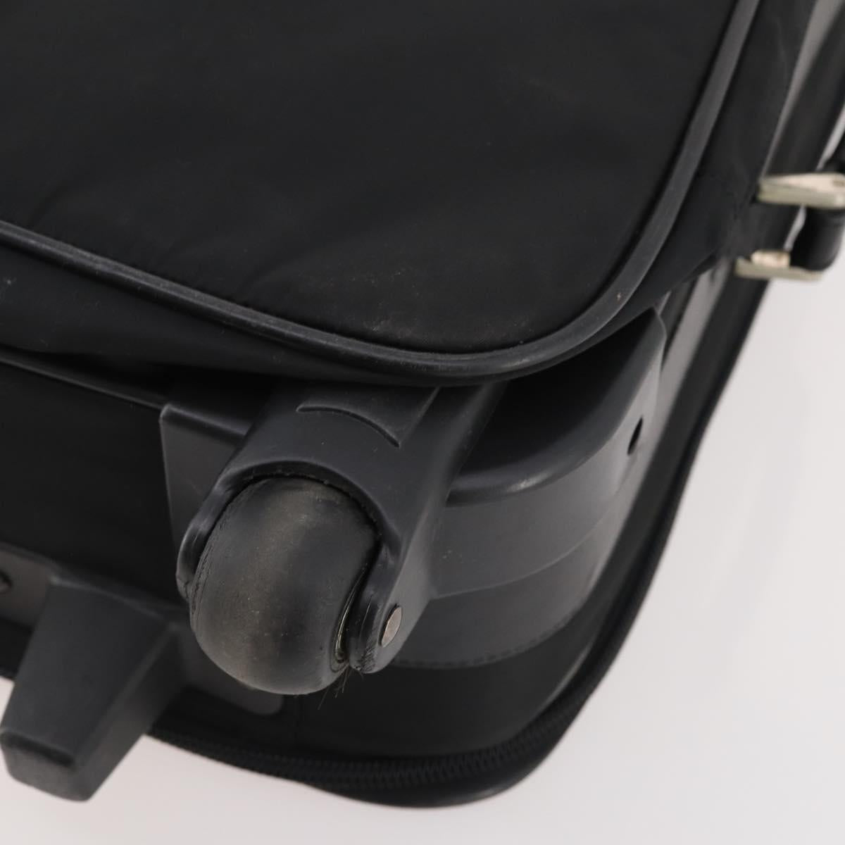 PRADA Suitcase Nylon Black Silver Auth 181553A