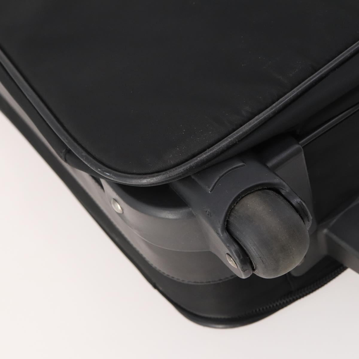 PRADA Suitcase Nylon Black Silver Auth 181553A