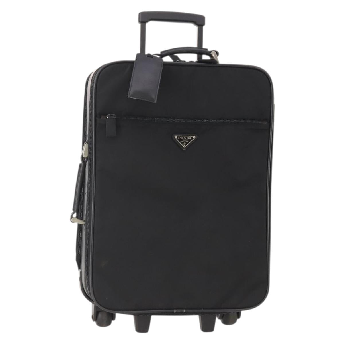 PRADA Suitcase Nylon Black Silver Auth 181553A