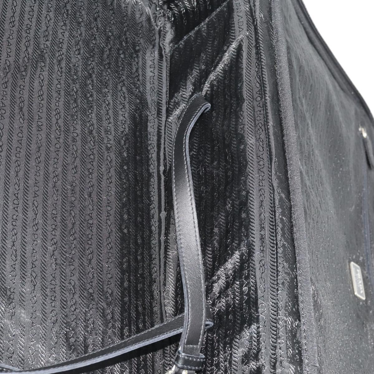 PRADA Suitcase Nylon Black Silver Auth 181553A