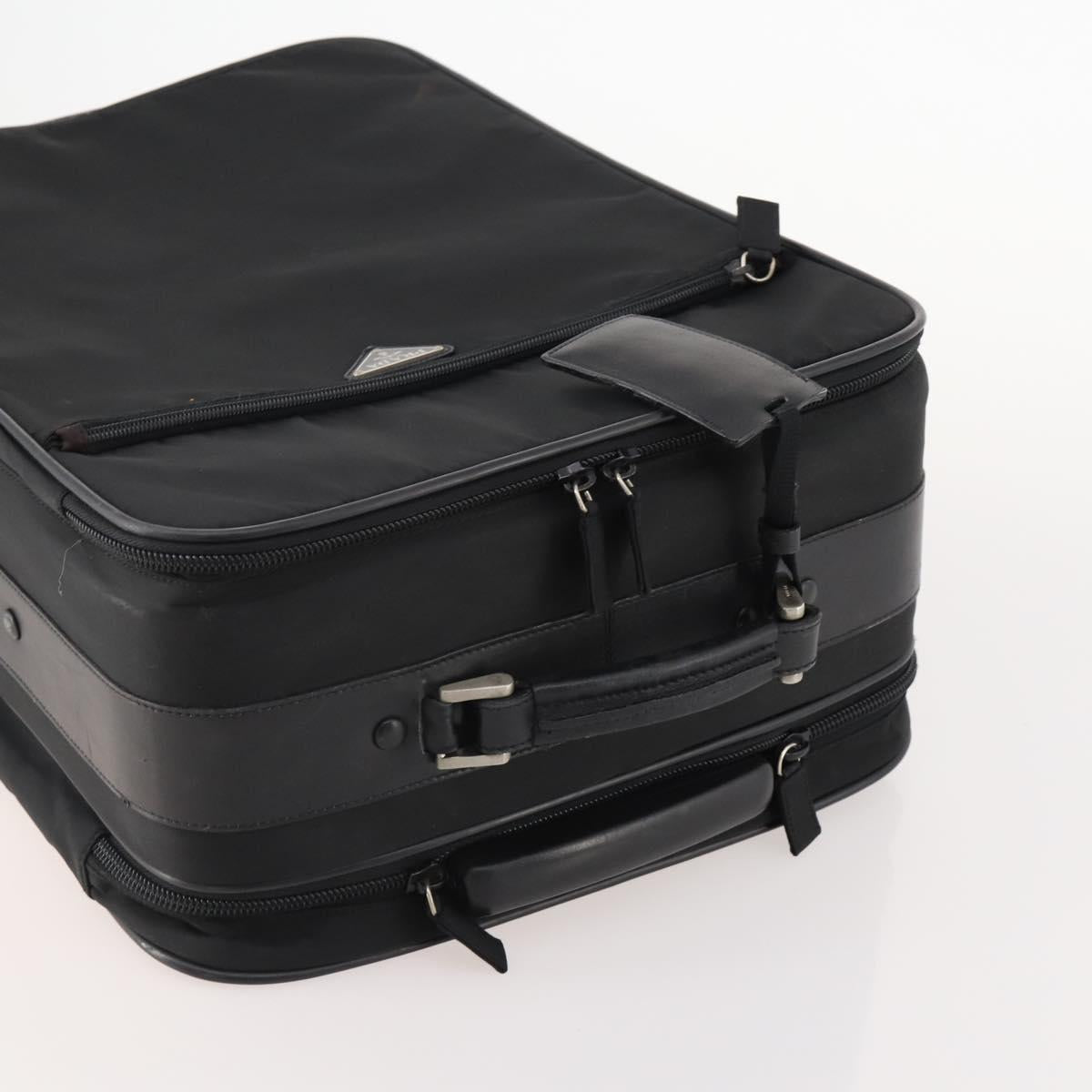 PRADA Suitcase Nylon Black Silver Auth 181553A