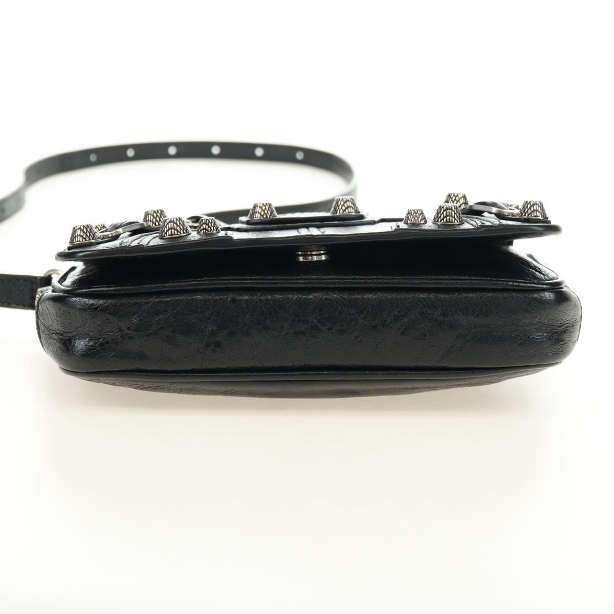 BALENCIAGA Le Cagole Shoulder Bag Leather Black Silver 781911 Auth 181560SAM