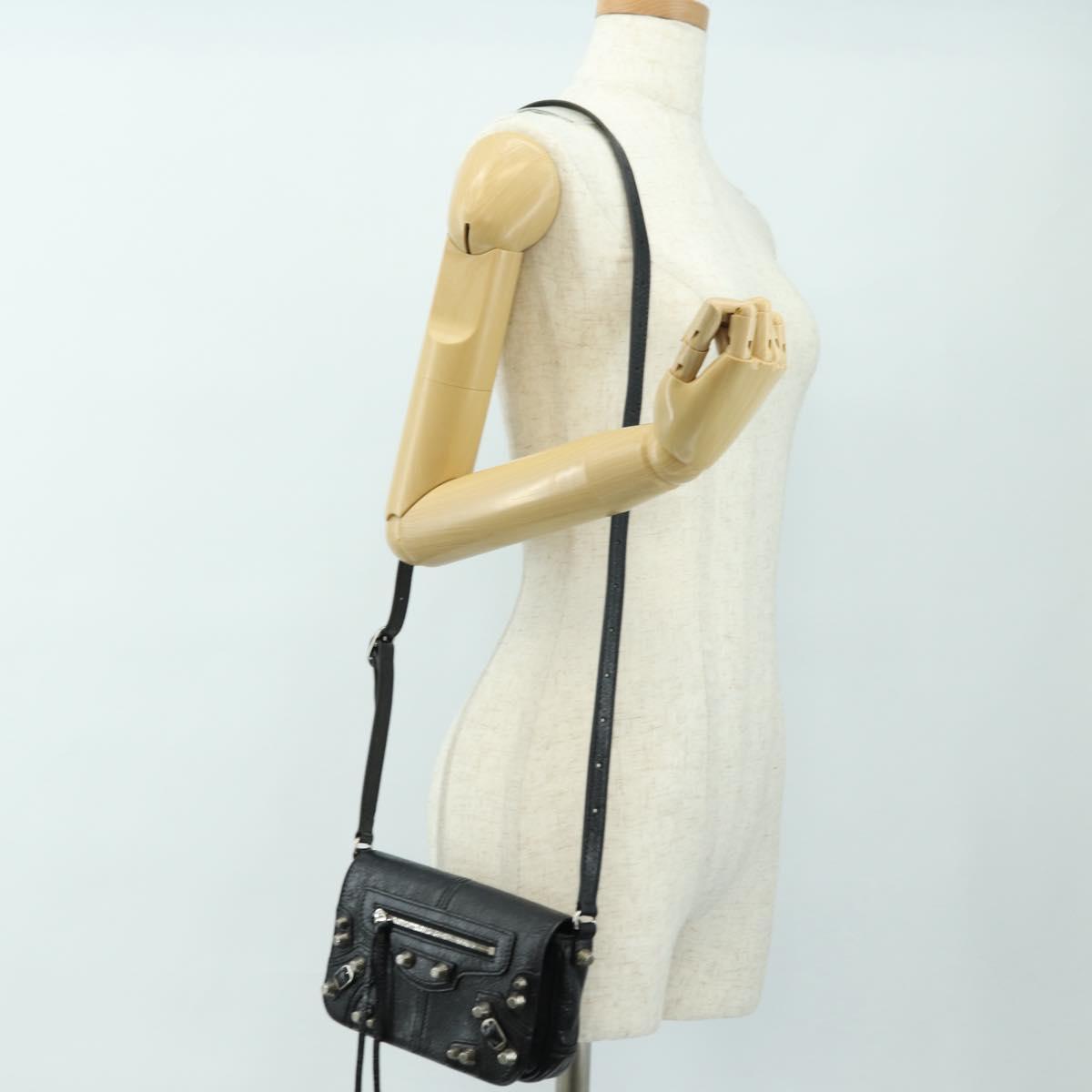 BALENCIAGA Le Cagole Shoulder Bag Leather Black Silver 781911 Auth 181560SAM