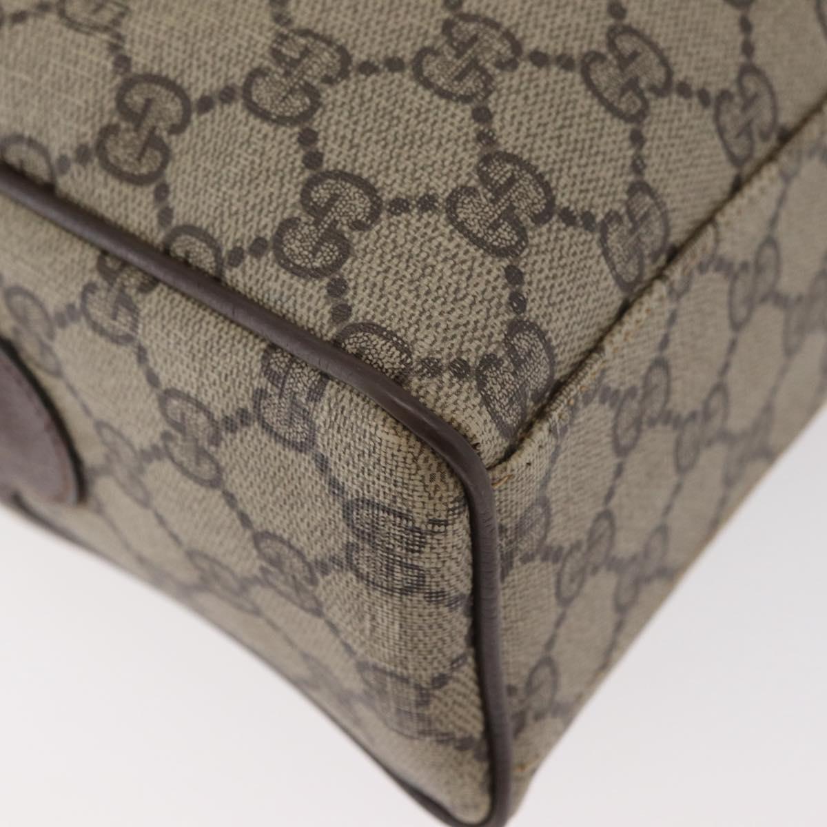 GUCCI GG Supreme Web Sherry Line Bag PVC Beige Gold 378 002 3839 Auth 181562