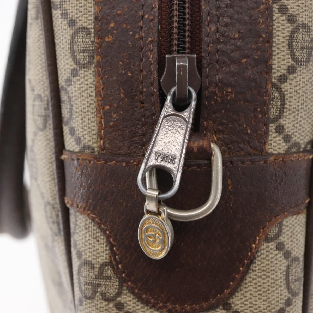 GUCCI GG Supreme Web Sherry Line Bag PVC Beige Gold 378 002 3839 Auth 181562