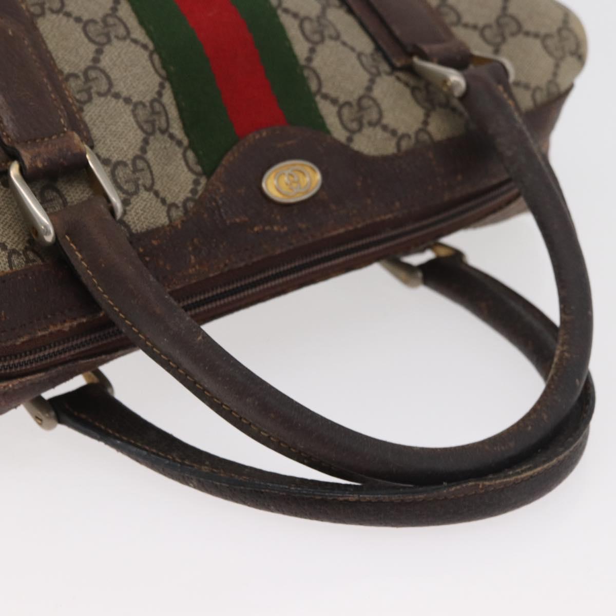 GUCCI GG Supreme Web Sherry Line Bag PVC Beige Gold 378 002 3839 Auth 181562