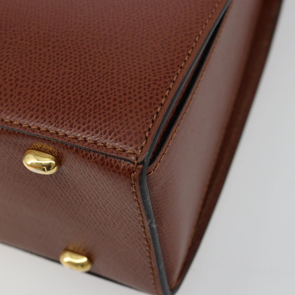 CELINE Hand Bag Leather 2way Brown Gold Auth 181564A