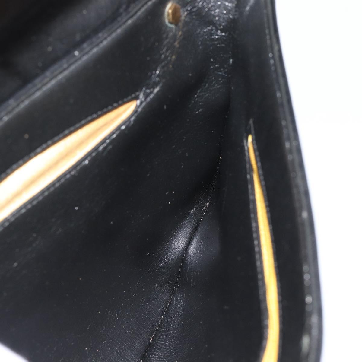 Christian Dior Shoulder Bag Leather Black Gold Auth 181566