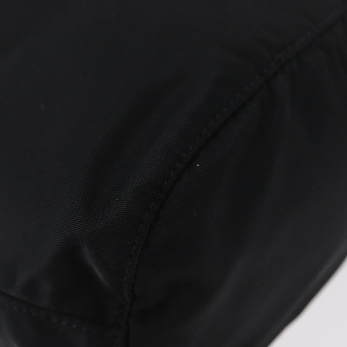 PRADA Drawstring Pouch Nylon Black Silver Auth 181567