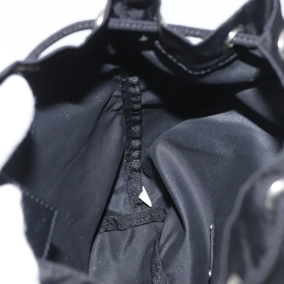 PRADA Drawstring Pouch Nylon Black Silver Auth 181567