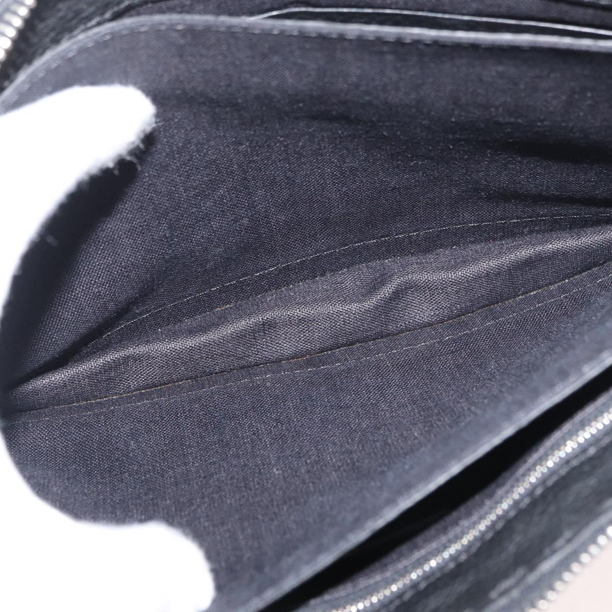 FENDI Clutch Bag Leather Black Silver Auth 181568A