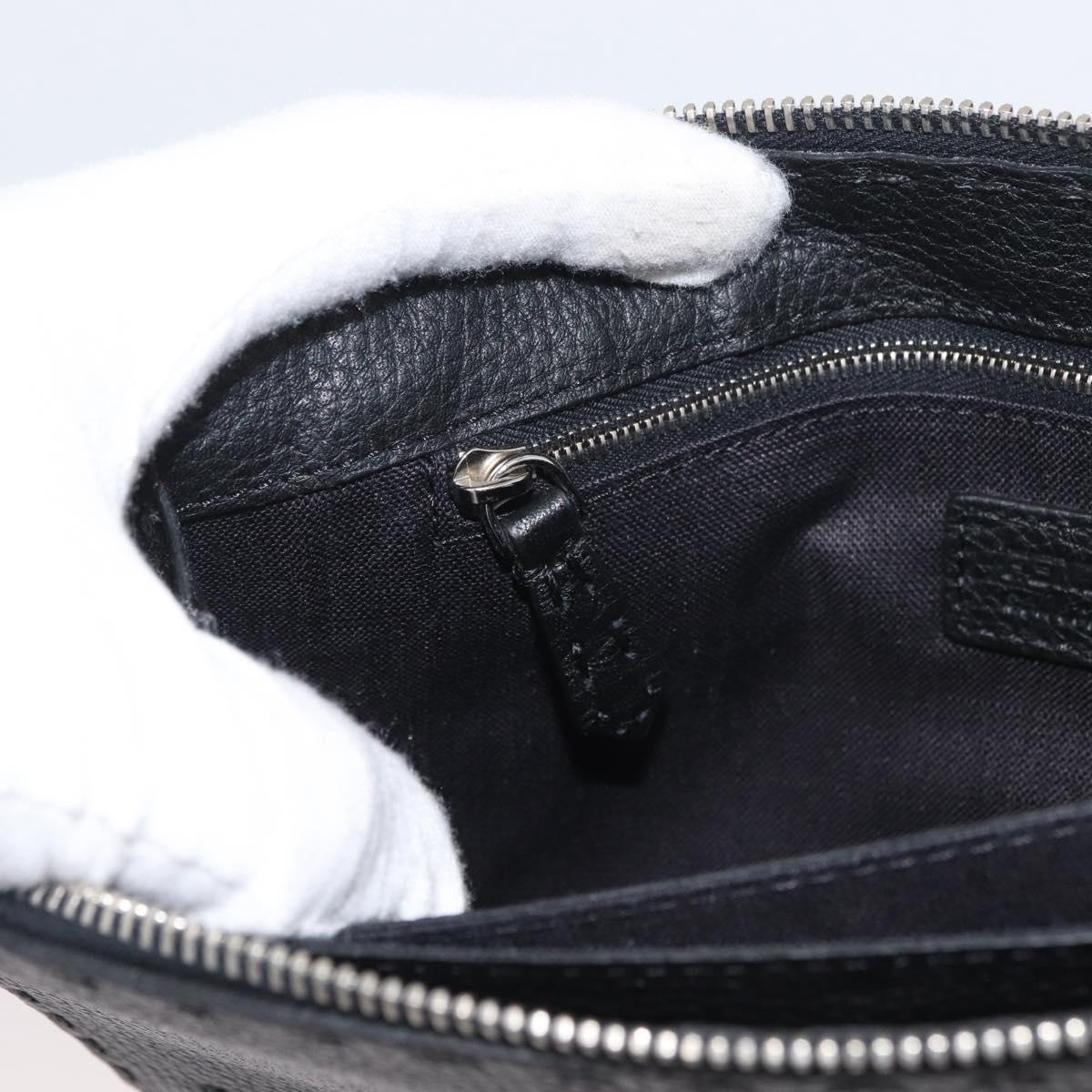 FENDI Clutch Bag Leather Black Silver Auth 181568A