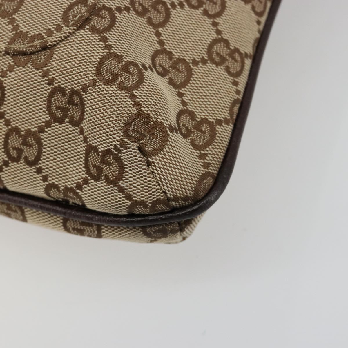 GUCCI GG Canvas Shoulder Bag Beige Silver 122791 Auth 181573A