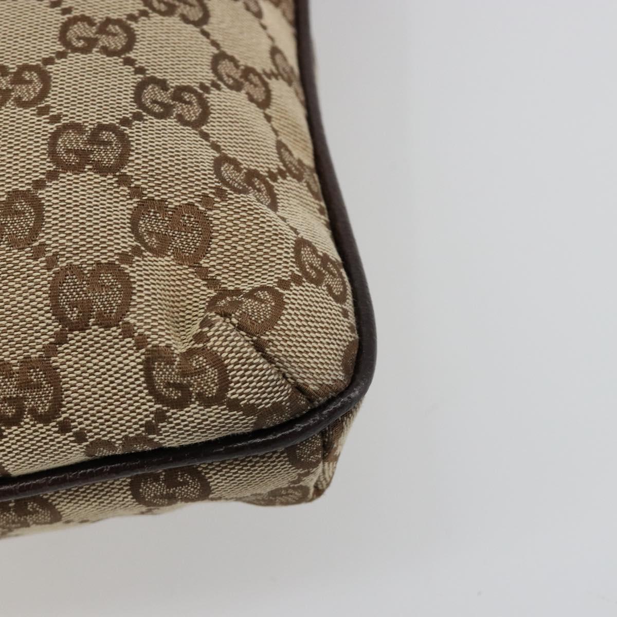 GUCCI GG Canvas Shoulder Bag Beige Silver 122791 Auth 181573A