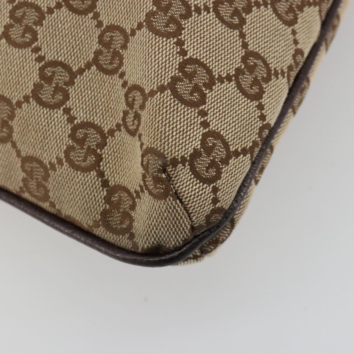 GUCCI GG Canvas Shoulder Bag Beige Silver 122791 Auth 181573A
