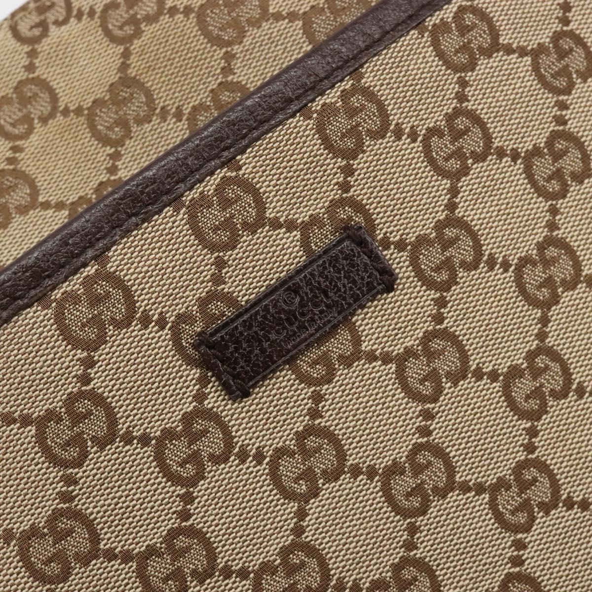 GUCCI GG Canvas Shoulder Bag Beige Silver 122791 Auth 181573A