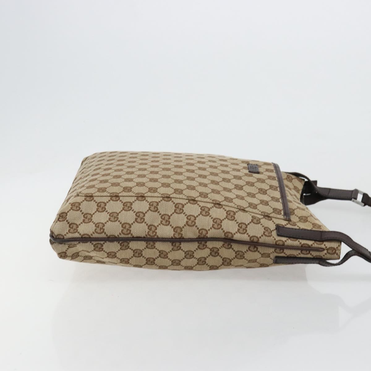 GUCCI GG Canvas Shoulder Bag Beige Silver 122791 Auth 181573A