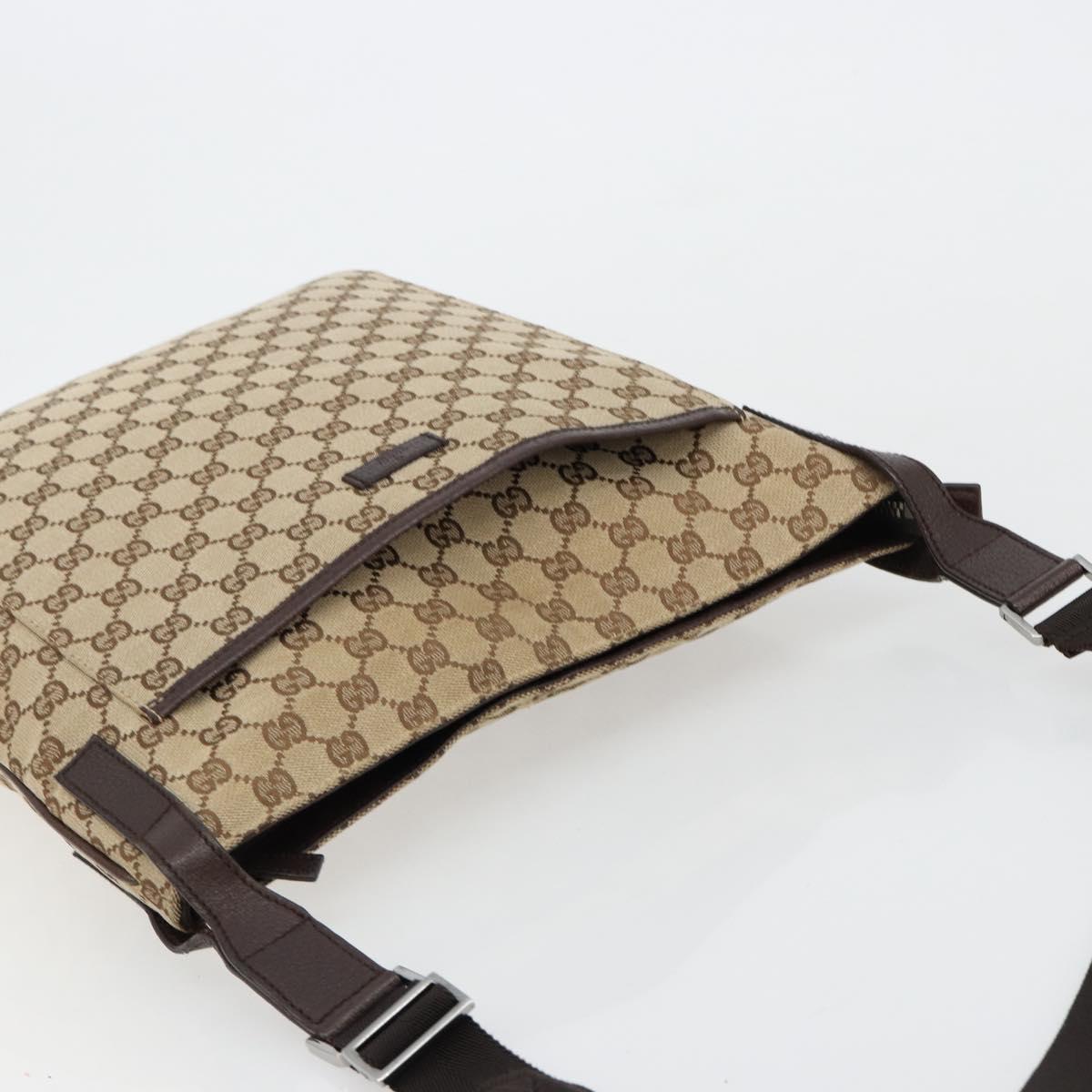 GUCCI GG Canvas Shoulder Bag Beige Silver 122791 Auth 181573A
