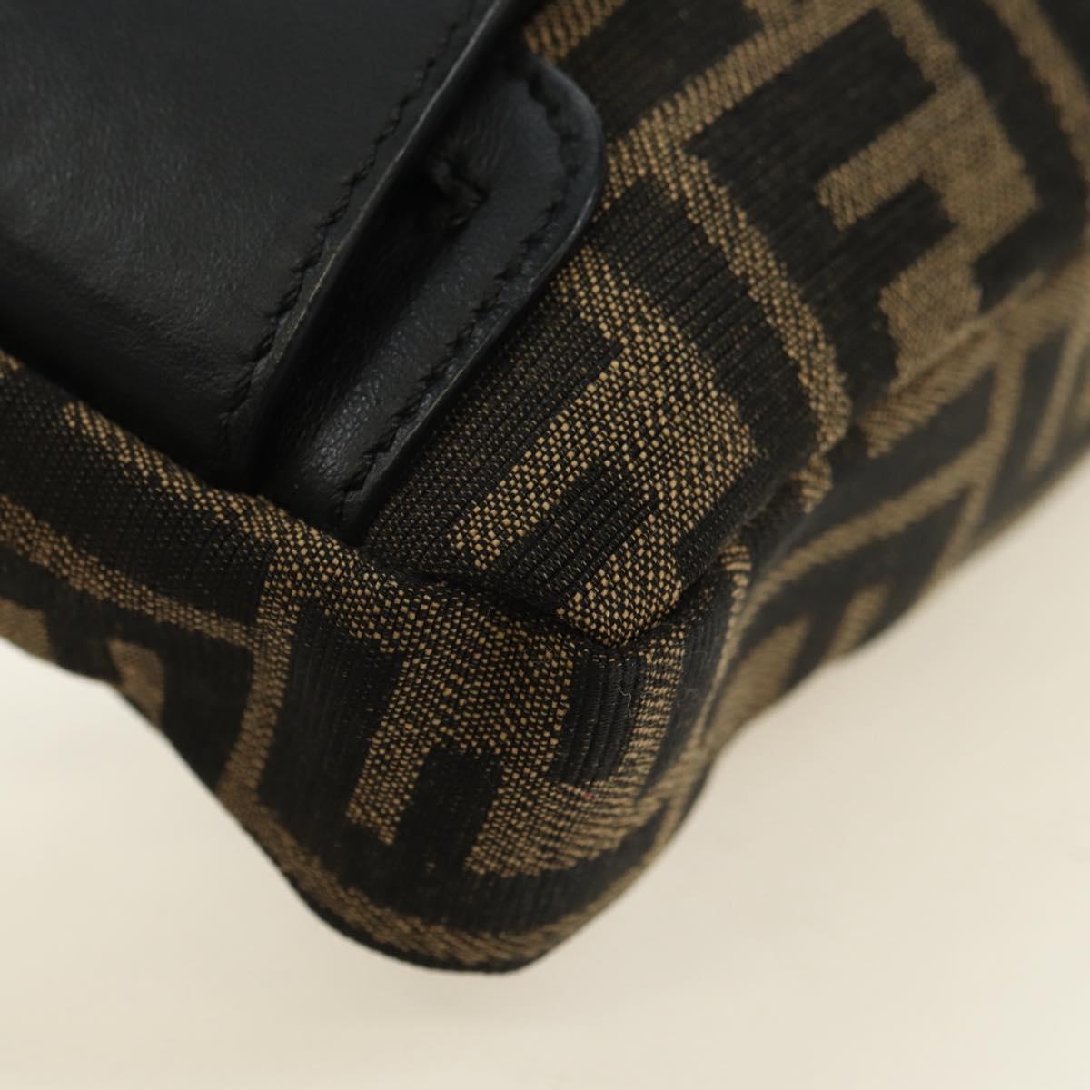 FENDI Zucca Canvas Mamma Baguette Shoulder Bag 2way Black Brown Auth 181574SAM
