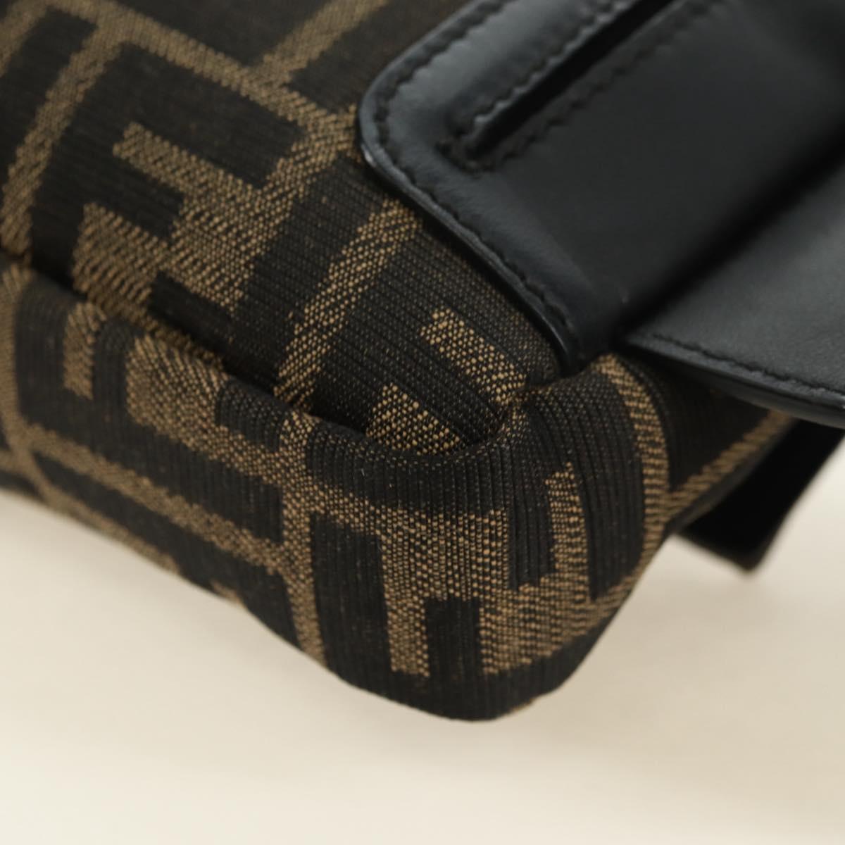 FENDI Zucca Canvas Mamma Baguette Shoulder Bag 2way Black Brown Auth 181574SAM