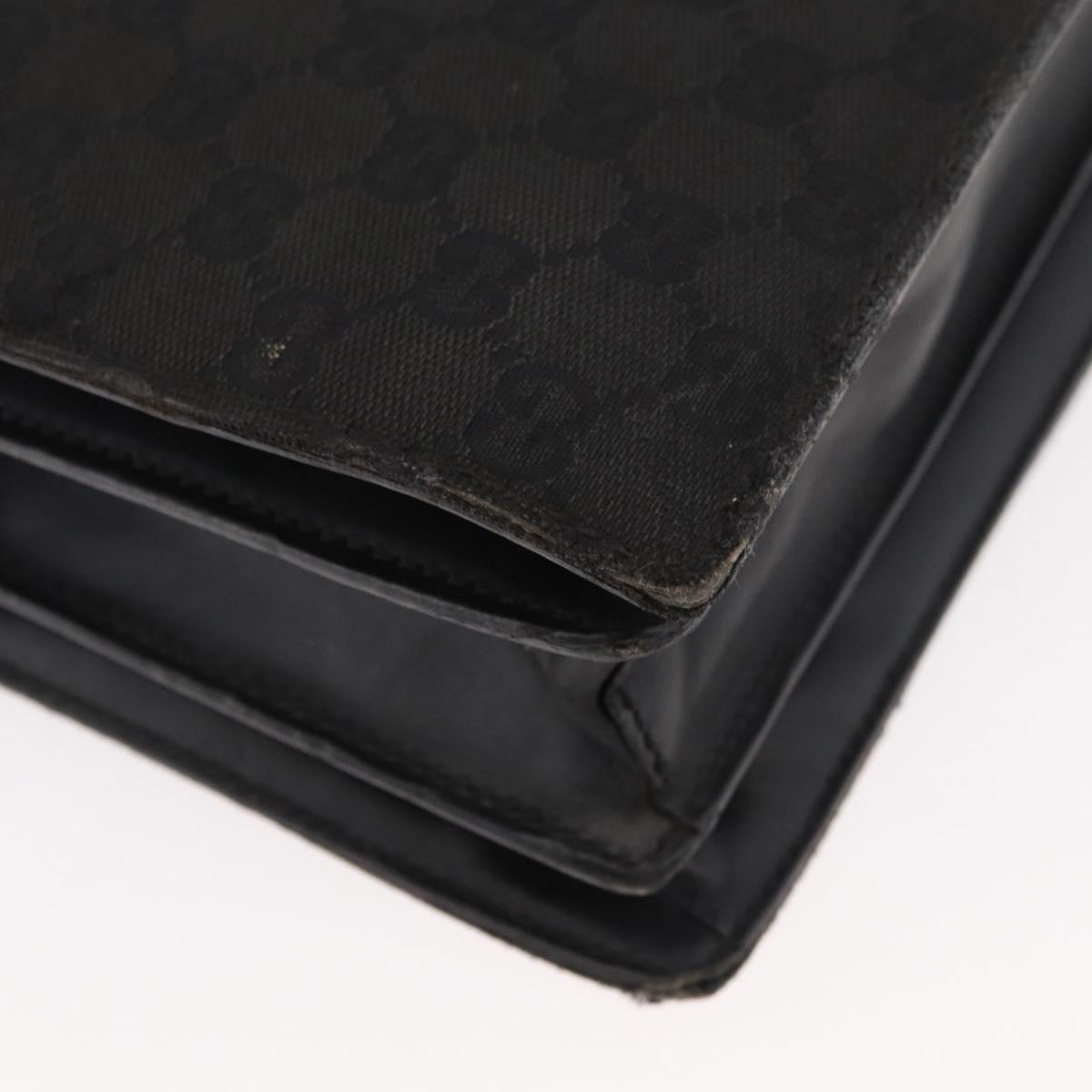 GUCCI GG Canvas Hand Bag Black Silver Auth 181578