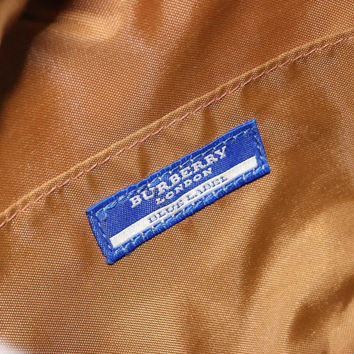BURBERRY Nova Check Blue Label Hand Bag Wool Brown Gold Auth 181585
