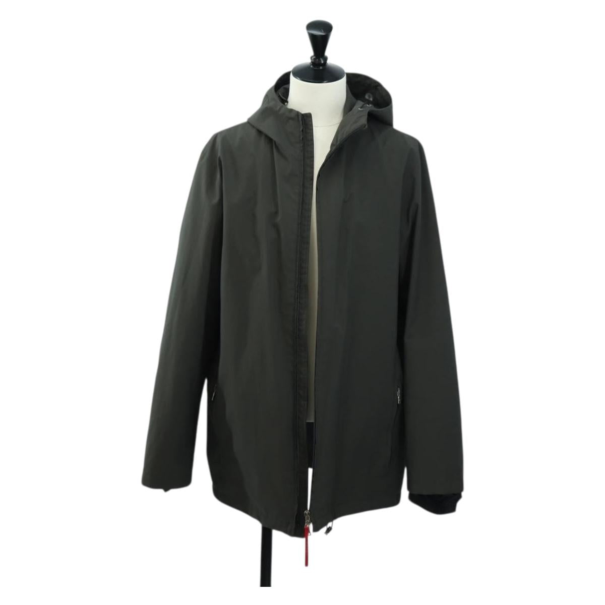PRADA Gore-Tex Hoodie Jacket Polyester Khaki Auth 181586