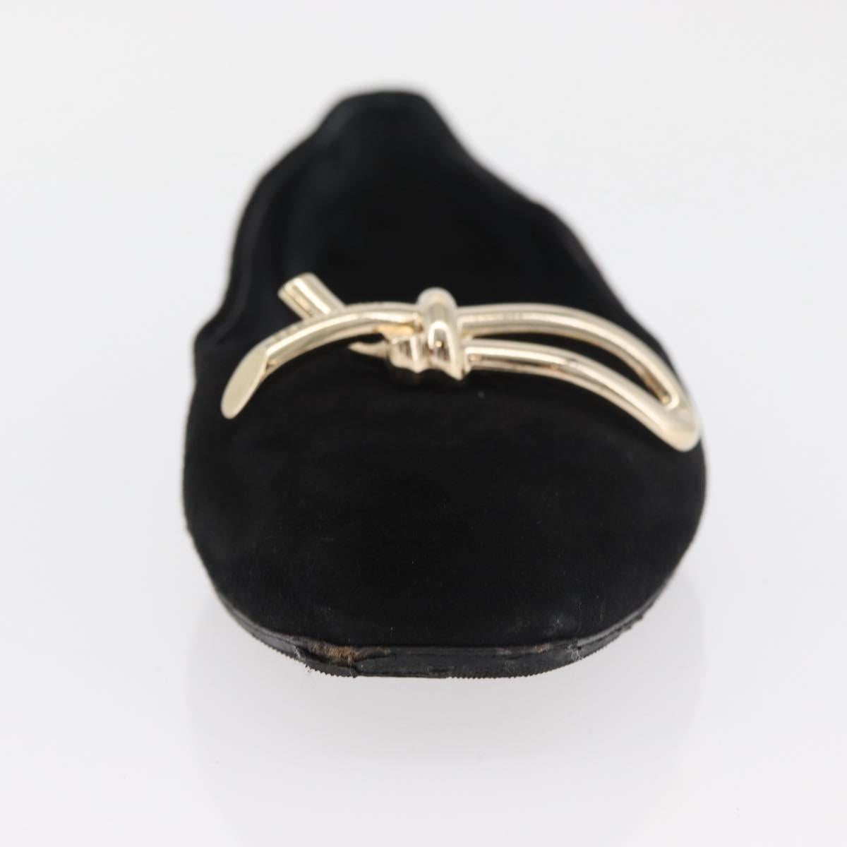 Salvatore Ferragamo Pumps Suede Black Gold Auth 181587A