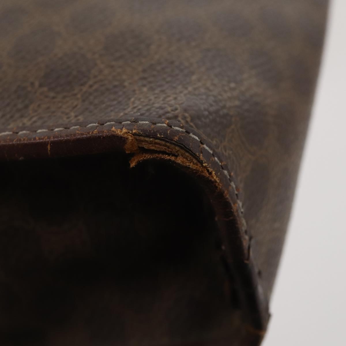 CELINE Macadam Canvas Clutch Bag PVC 6 Set Brown Beige Auth 181592