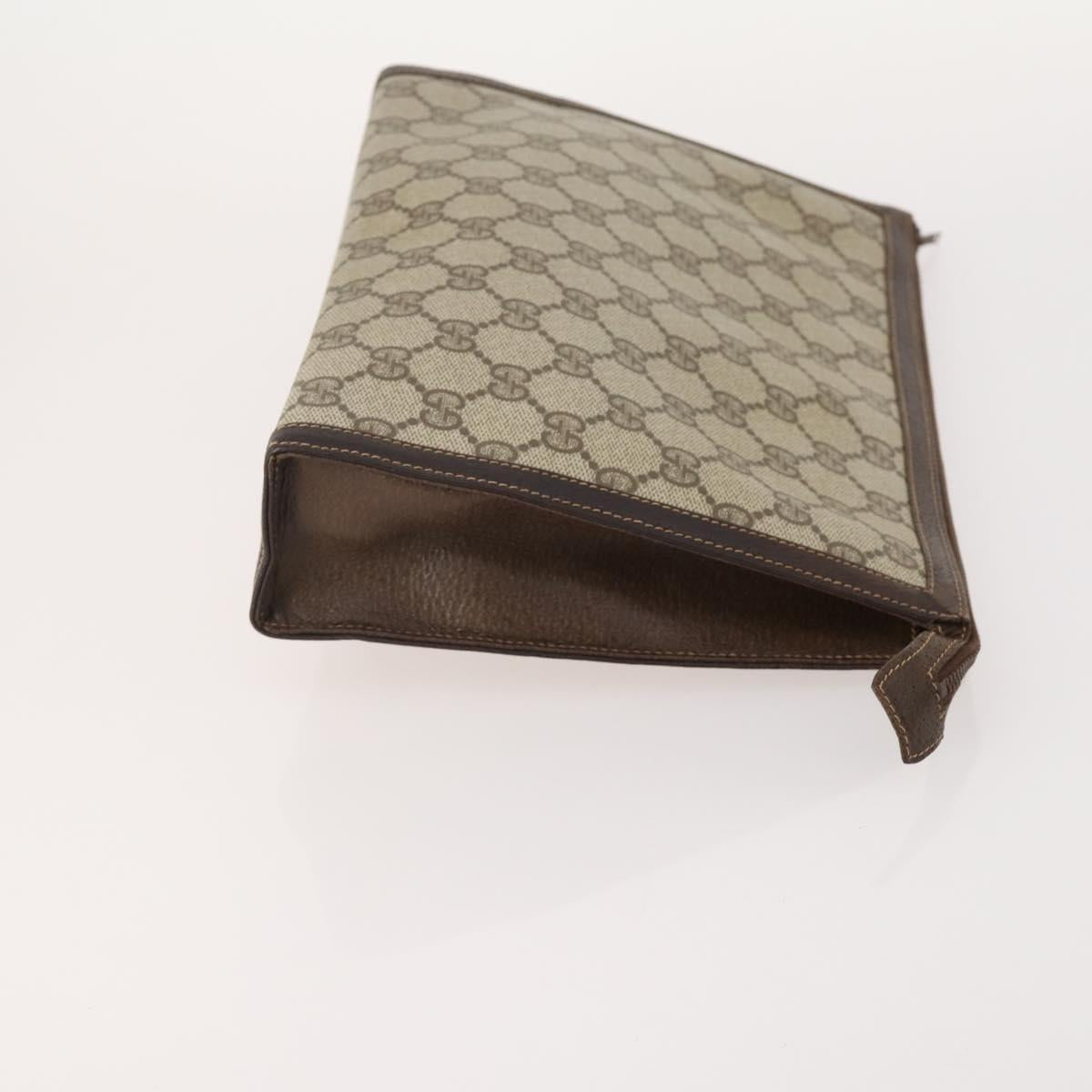 GUCCI GG Supreme Web Sherry Line Clutch Bag PVC 3 Set Beige Navy Auth 181593