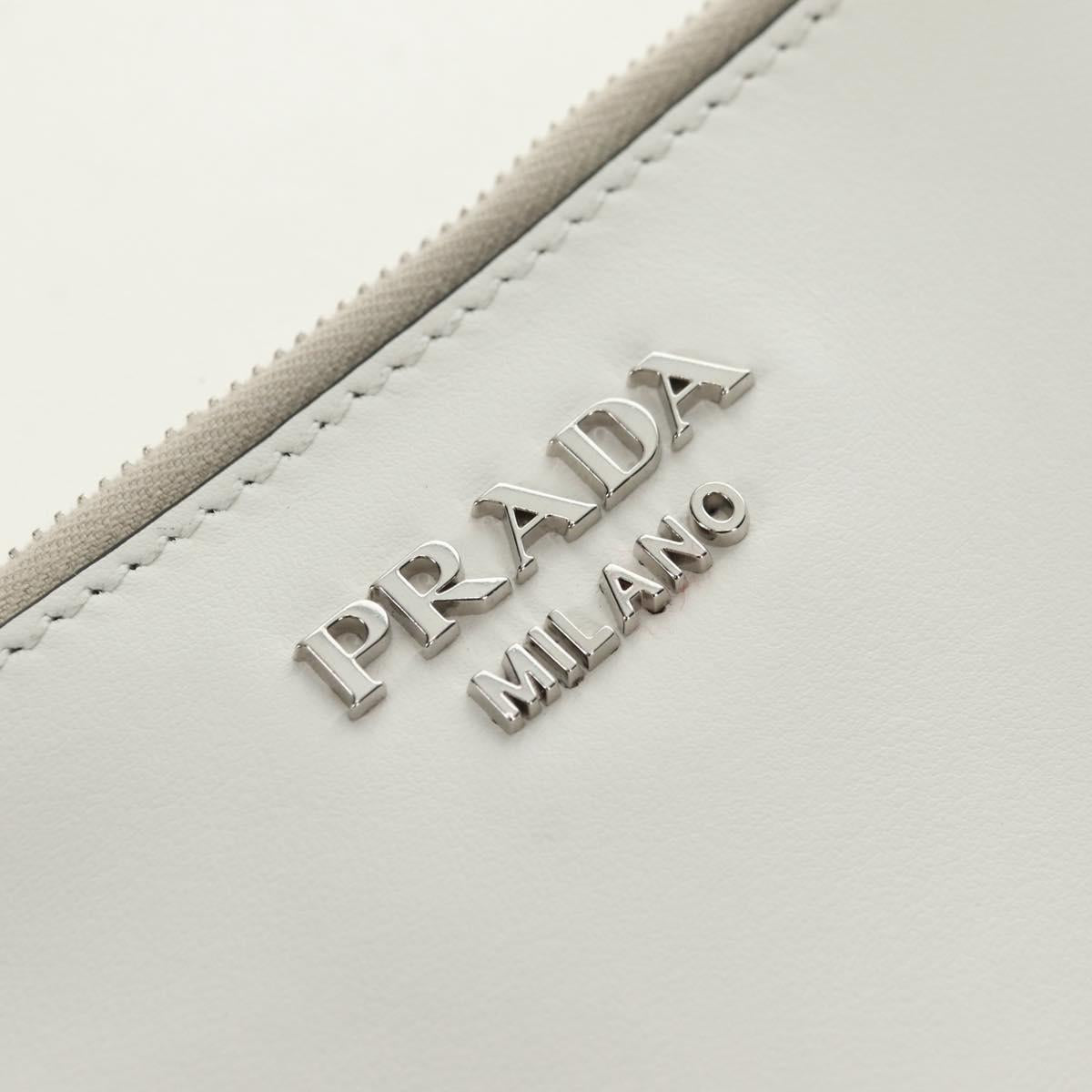 PRADA Shoulder Bag Leather White Auth 181616SM