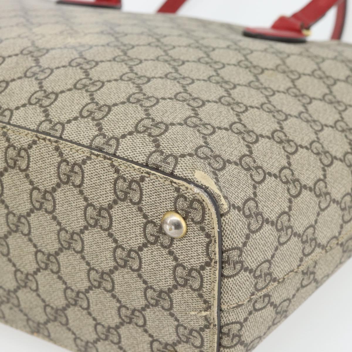 GUCCI GG Supreme Tote Bag PVC Beige Gold 415721 Auth 181621