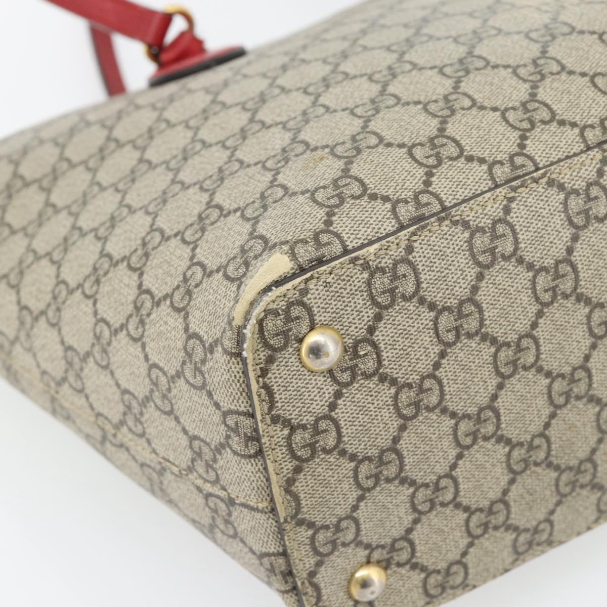 GUCCI GG Supreme Tote Bag PVC Beige Gold 415721 Auth 181621