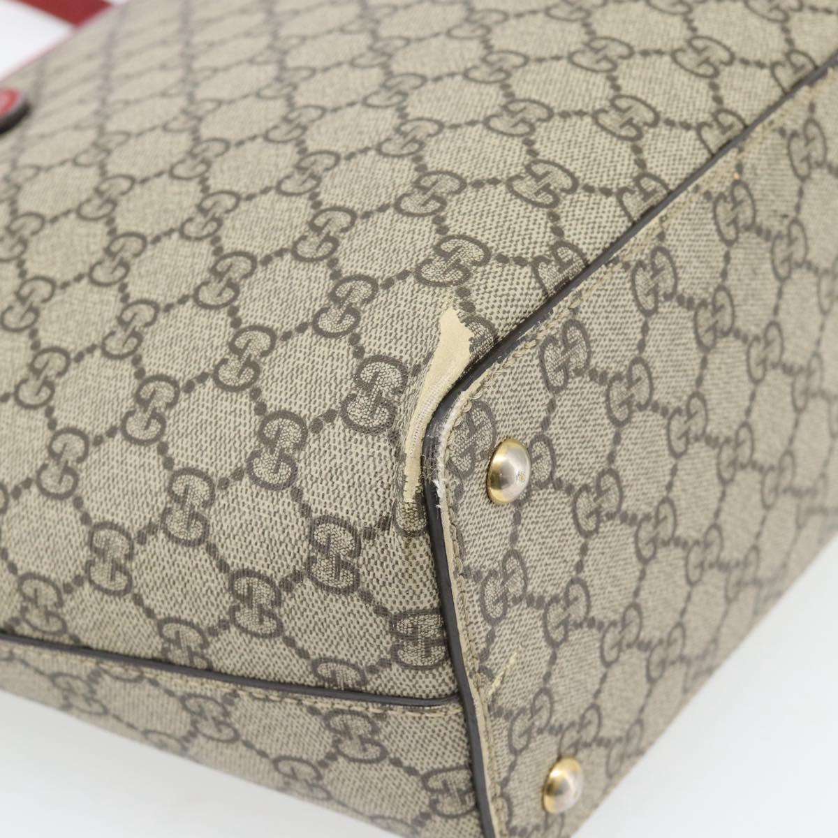 GUCCI GG Supreme Tote Bag PVC Beige Gold 415721 Auth 181621