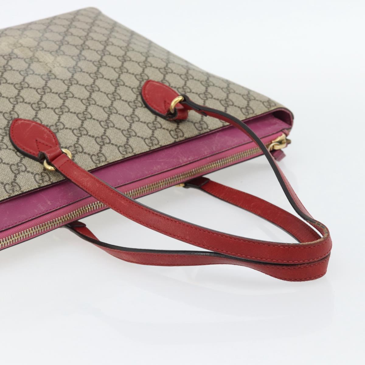 GUCCI GG Supreme Tote Bag PVC Beige Gold 415721 Auth 181621