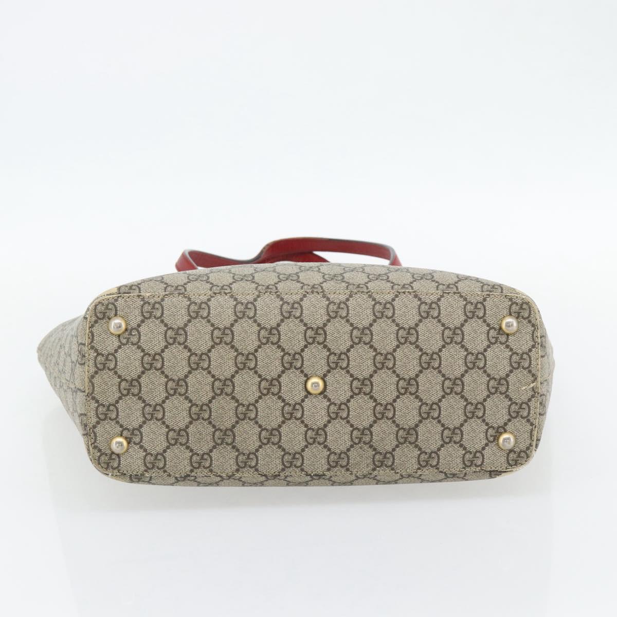 GUCCI GG Supreme Tote Bag PVC Beige Gold 415721 Auth 181621