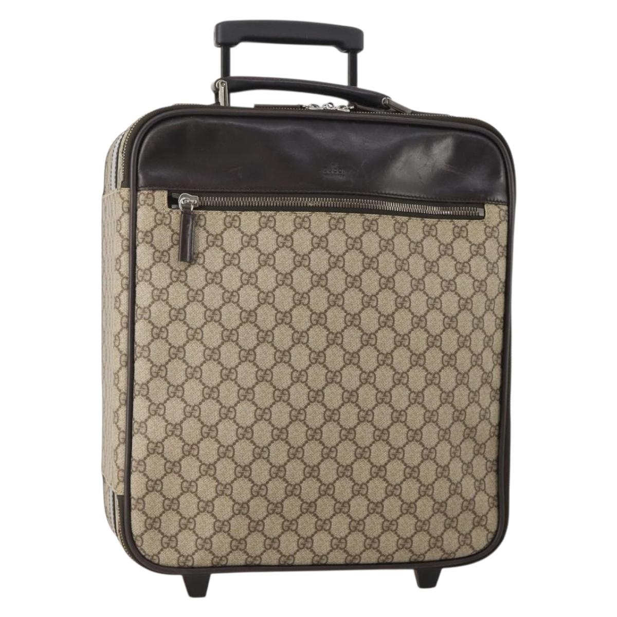GUCCI GG Supreme Suitcase PVC Beige Silver 101678 Auth 181625A