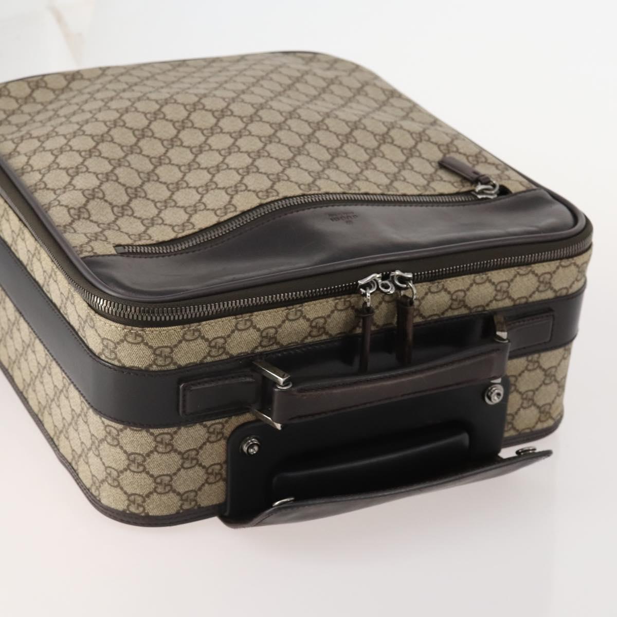 GUCCI GG Supreme Suitcase PVC Beige Silver 101678 Auth 181625A