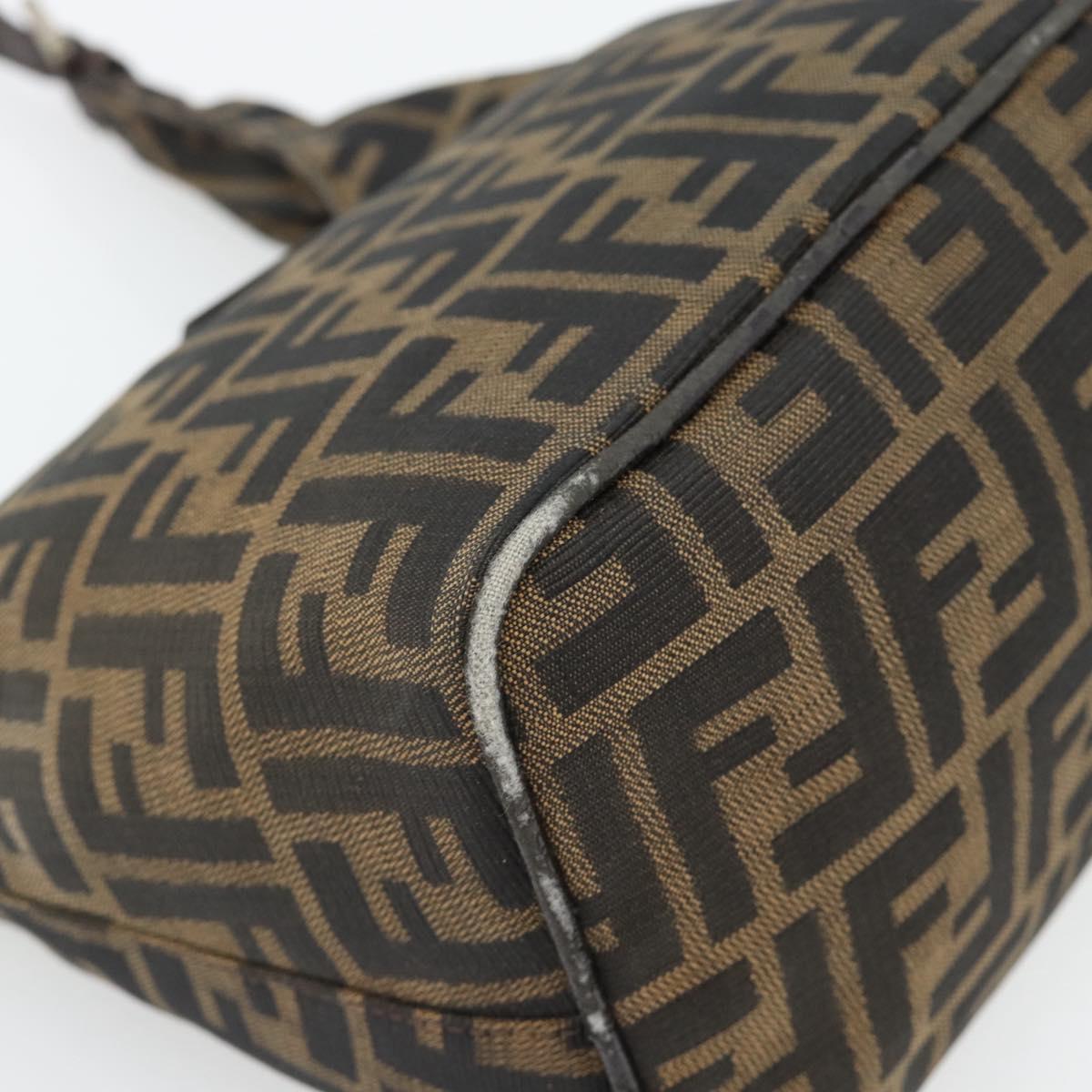 FENDI Zucca Canvas Mamma Baguette Shoulder Bag Black Brown Auth 181633A