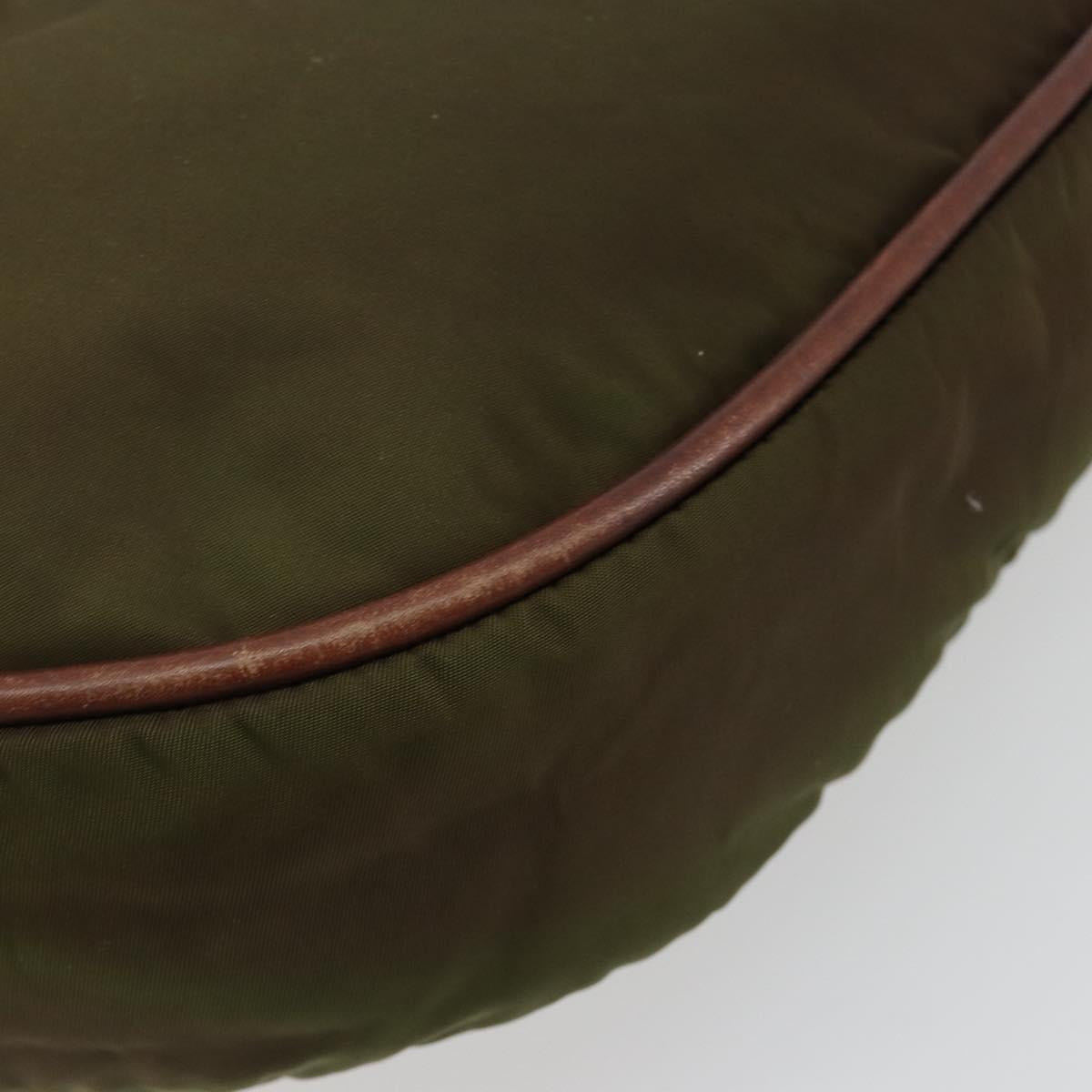 CELINE Circle Shoulder Bag Nylon Khaki Gold Auth 181636