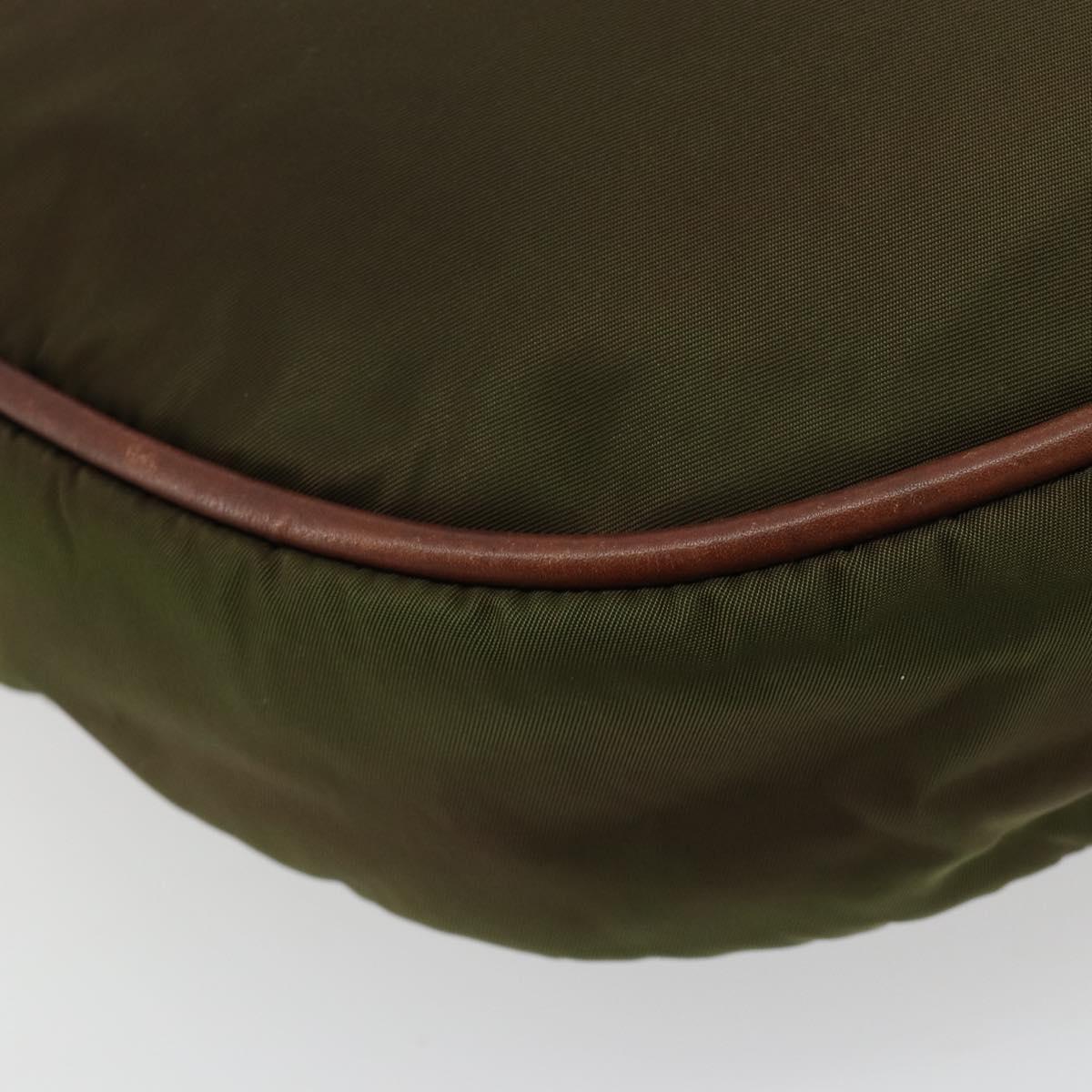 CELINE Circle Shoulder Bag Nylon Khaki Gold Auth 181636