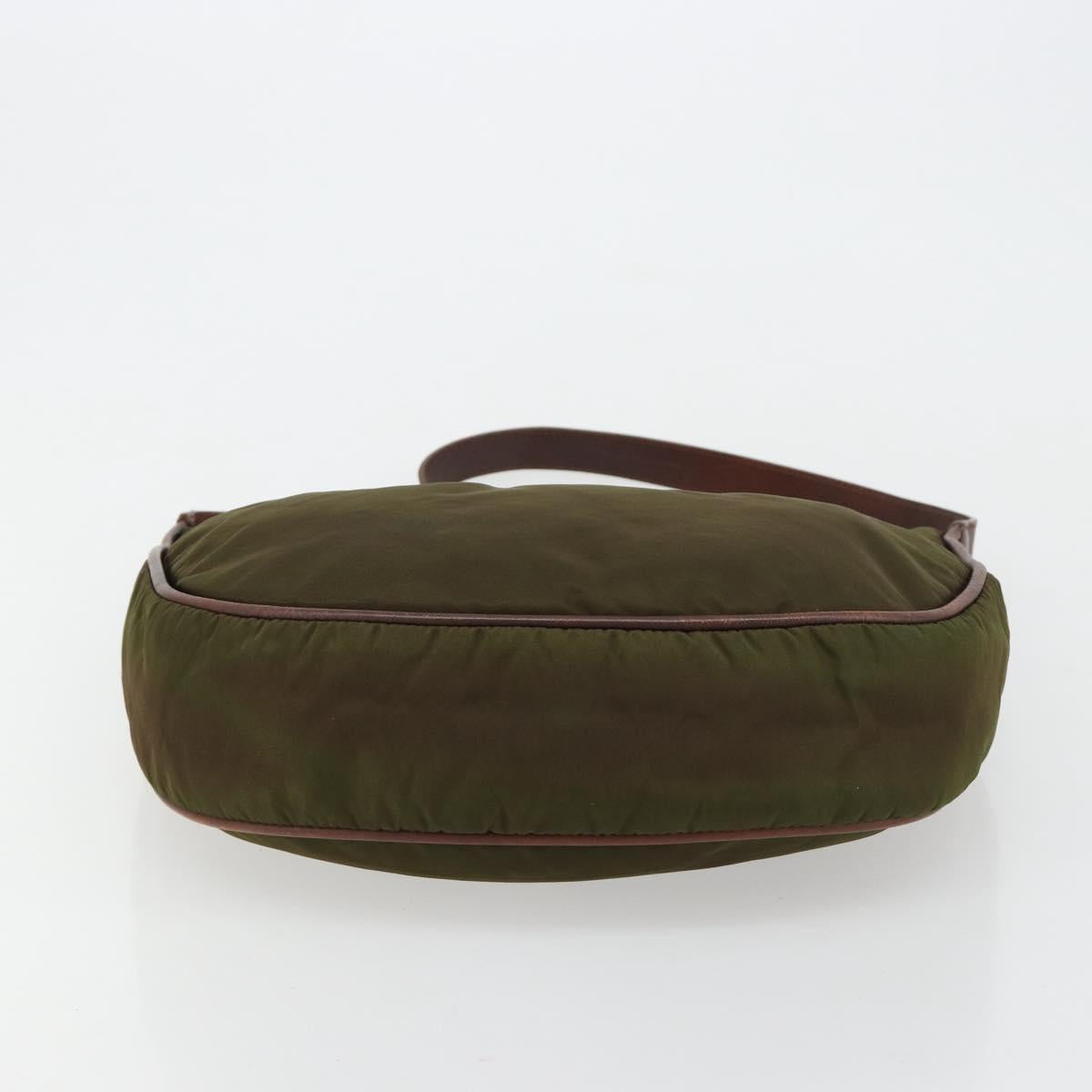 CELINE Circle Shoulder Bag Nylon Khaki Gold Auth 181636