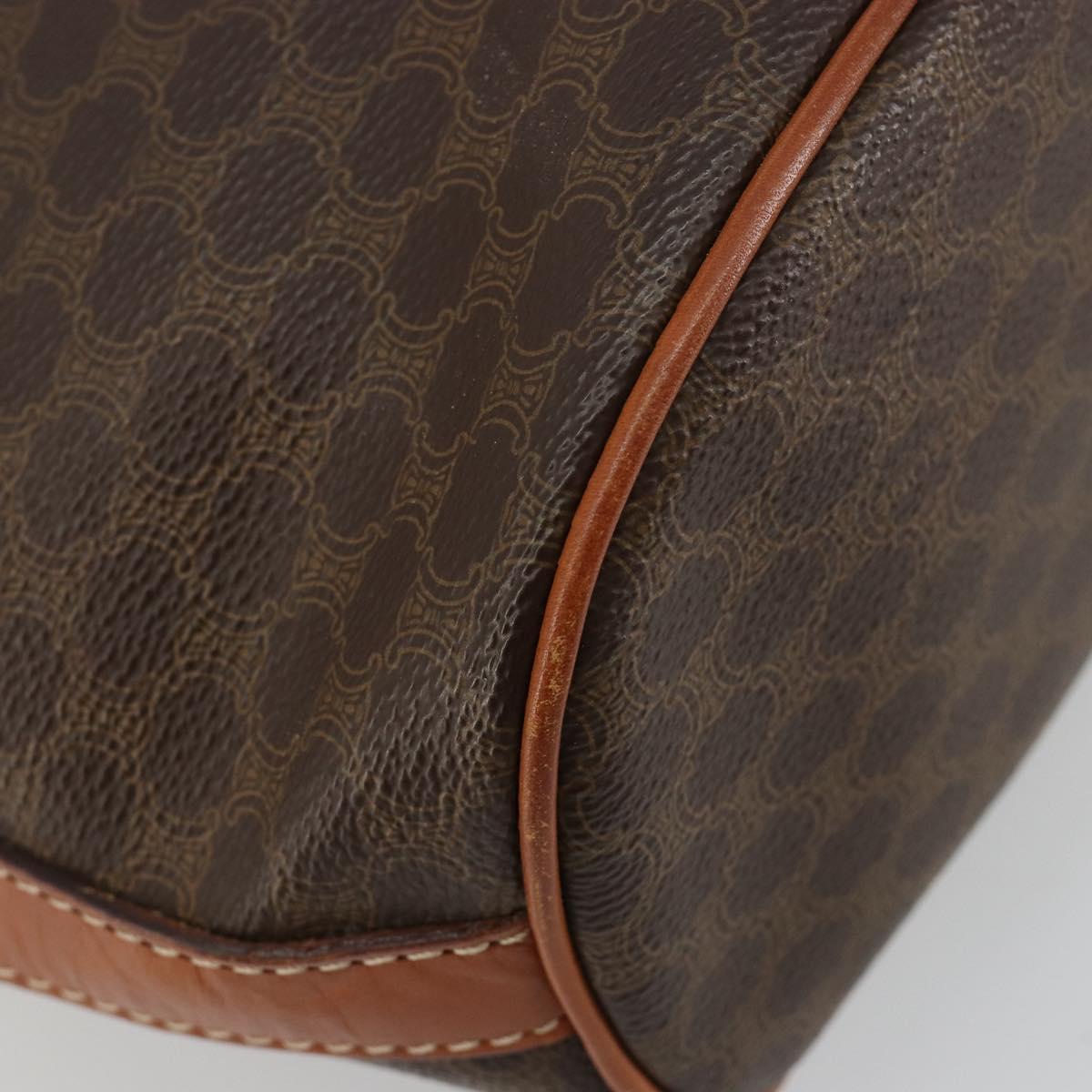 CELINE Macadam Canvas Circle Shoulder Bag PVC Leather Brown Gold Auth 181637A