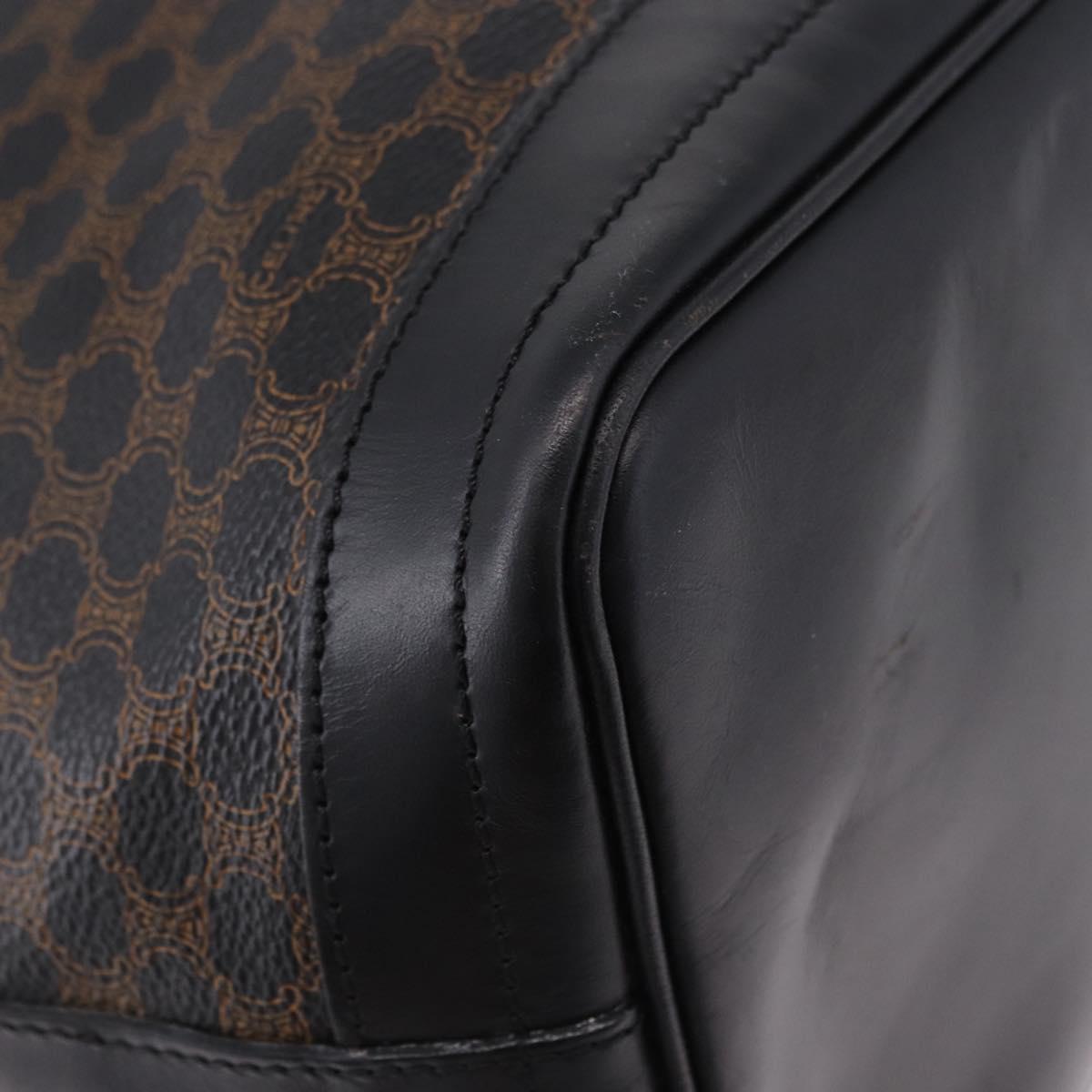 CELINE Macadam Canvas Shoulder Bag PVC Black Gold Auth 181639V