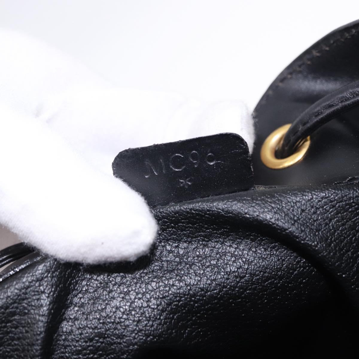 CELINE Macadam Canvas Shoulder Bag PVC Black Gold Auth 181639V