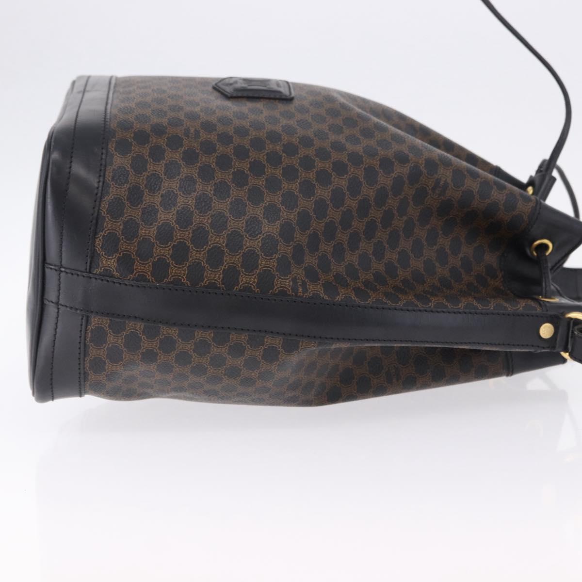 CELINE Macadam Canvas Shoulder Bag PVC Black Gold Auth 181639V