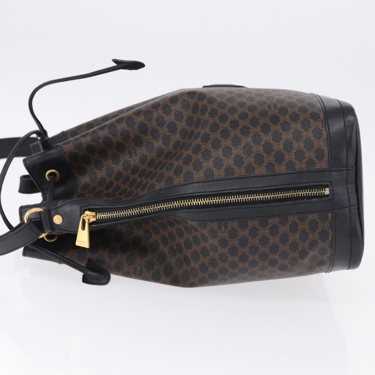 CELINE Macadam Canvas Shoulder Bag PVC Black Gold Auth 181639V