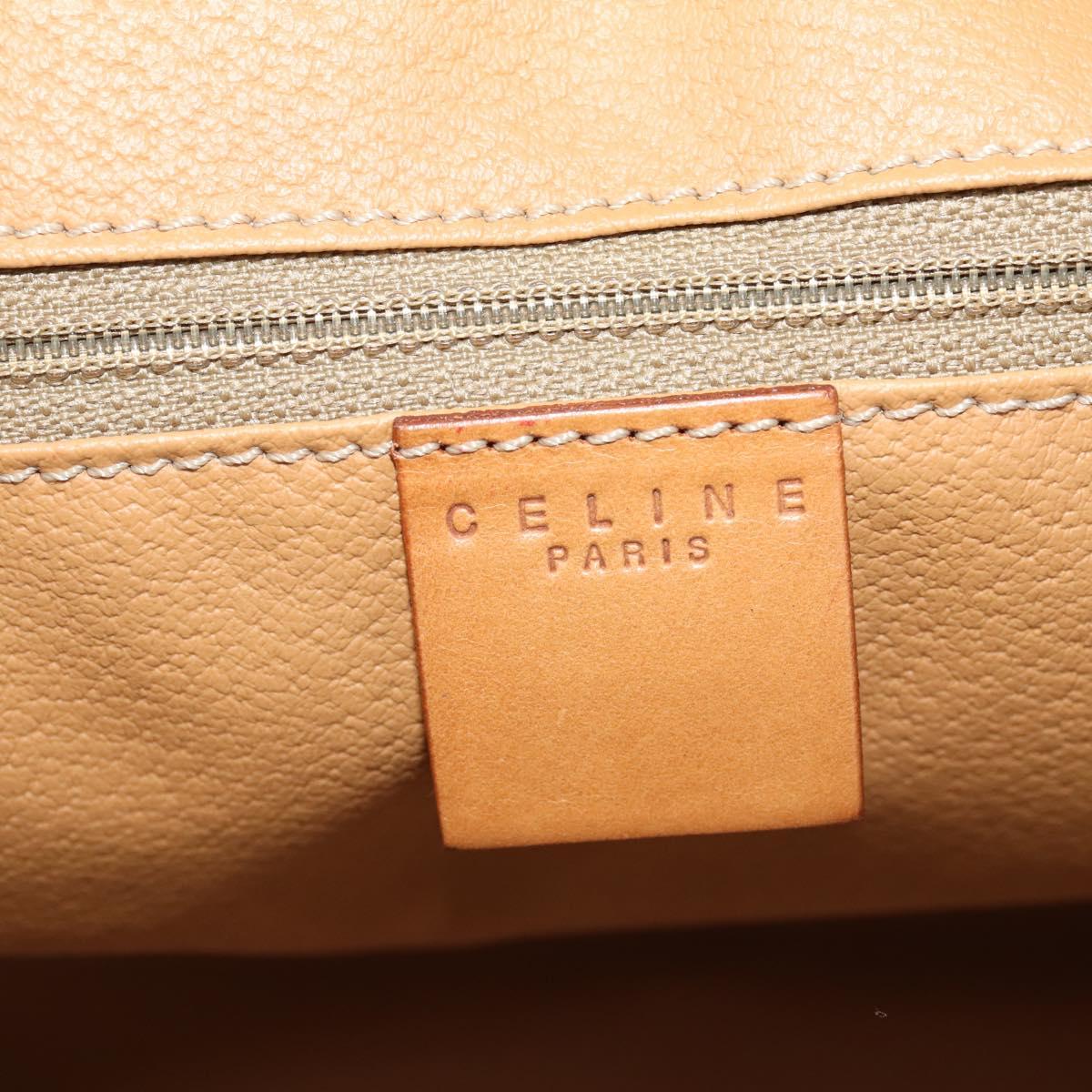 CELINE Macadam Canvas Boston Bag PVC Leather Brown Gold Auth 181642A
